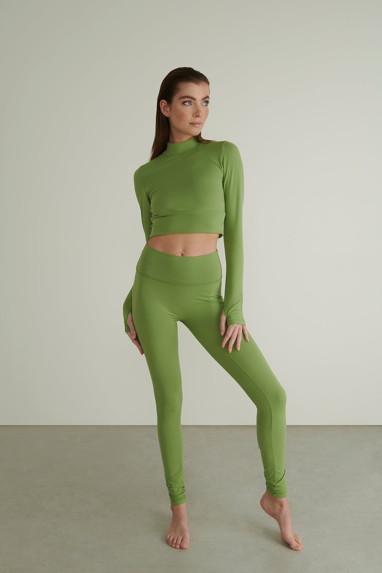 Model Wearing the Green Vital Outfit